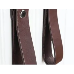 Poignée bouton en cuir DOLCE Maxi / Marron foncé