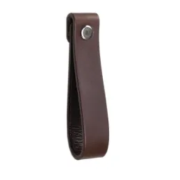 Poignée bouton en cuir DOLCE Maxi / Marron foncé
