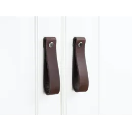 Poignée bouton en cuir DOLCE Maxi / Marron foncé