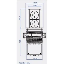 Prise électrique escamotable Elevator OFFICE HDMI / Aluminium brossé