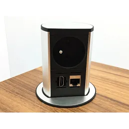 Prise électrique escamotable Elevator OFFICE HDMI / Aluminium brossé