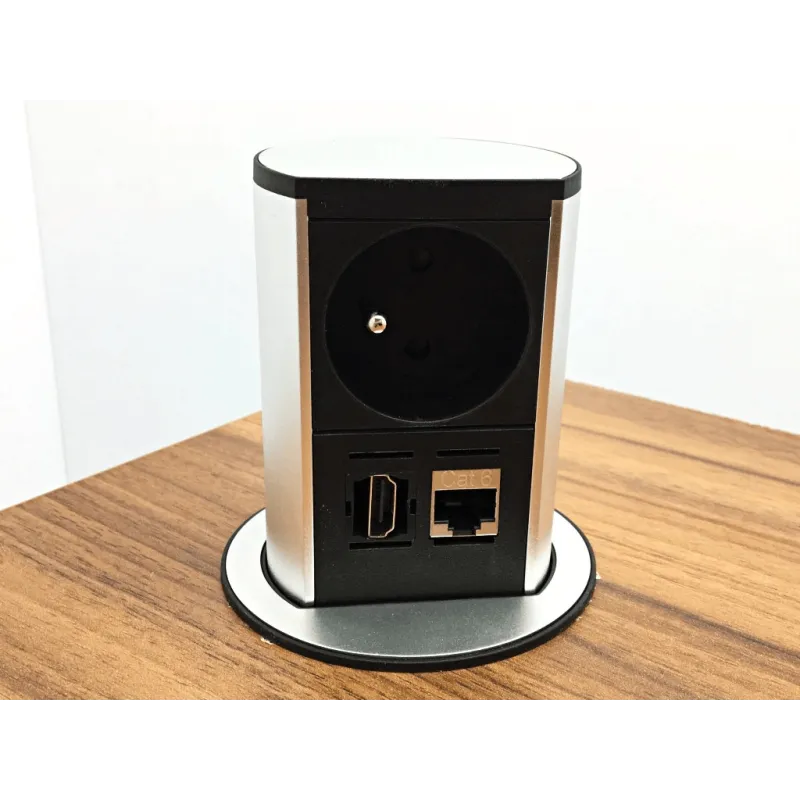 Prise électrique escamotable Elevator OFFICE HDMI / Aluminium brossé