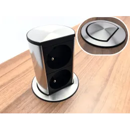 Prise électrique escamotable Elevator 2x230V FRENCH / Inox