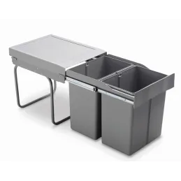 Poubelle coulissante LINEA 400 mm – 2 × 21 L / Grise