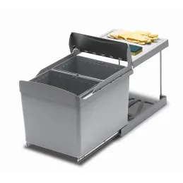 Poubelle coulissante LINEA 450 mm – 2 × 16 L / Grise