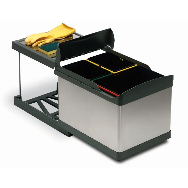 Poubelle coulissante LINEA 450 mm – 1×16 L + 1×7,5 L / Inox