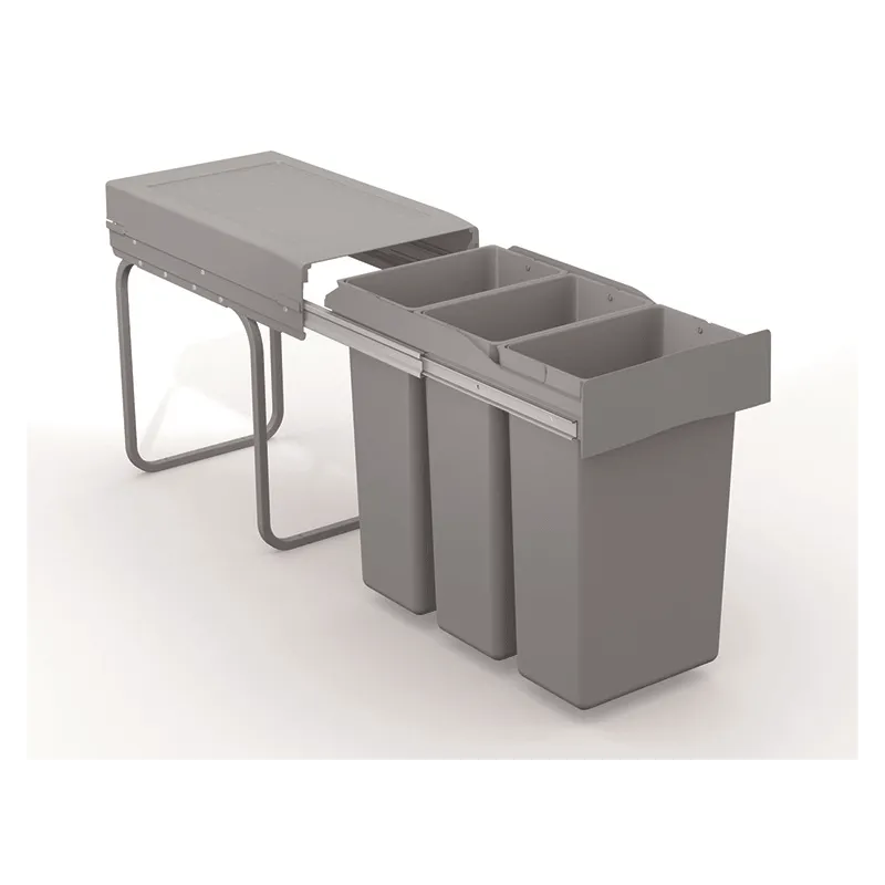 Poubelle coulissante LINEA 300 mm – 3 × 10 L / Grise