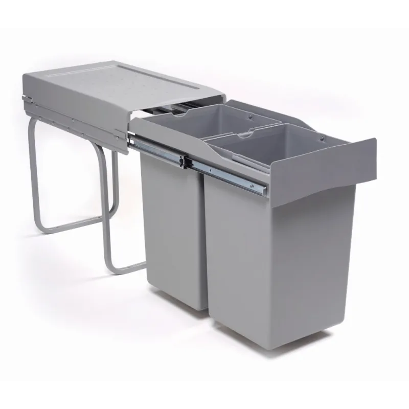 Poubelle coulissante LINEA 300 mm – 2 x 14 L / Grise