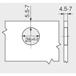 Charnière à clipser sur verre CLIP 95° avec embase et cache / Chrome brillant