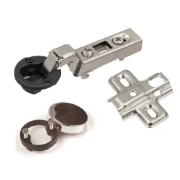 Charnière à clipser sur verre CLIP 95° avec embase et cache / Chrome brillant
