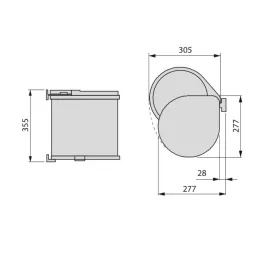 Poubelle ronde KLASIK 13 l / Grise