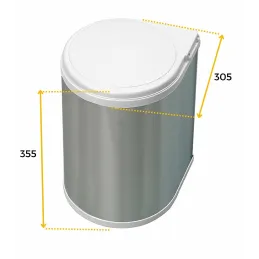 Poubelle ronde KLASIK 13 L / Inox – blanc