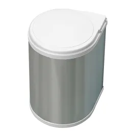 Poubelle ronde KLASIK 13 L / Inox – blanc