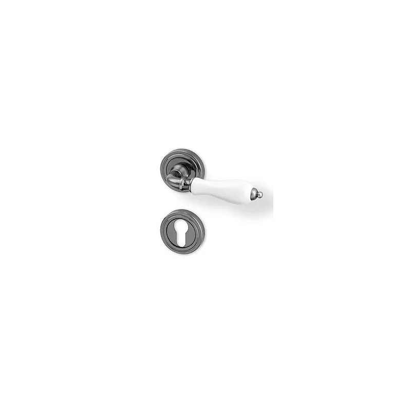 Poignée sur rosace CERAN / Anthracite – porcelaine blanche