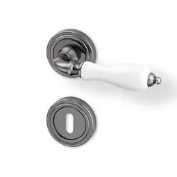 Poignée sur rosace CERAN / Anthracite – porcelaine blanche