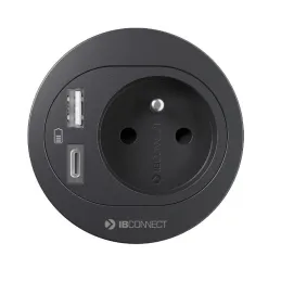Prise encastrable de bureau ATOS 1x230V + USB A-C / Noir