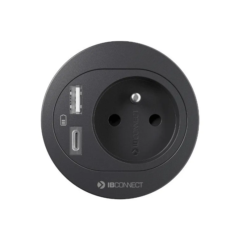 Prise encastrable de bureau ATOS 1x230V + USB A-C / Noir