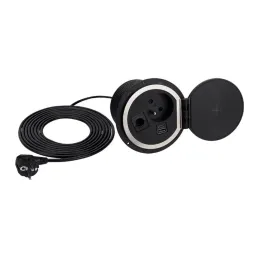 Prise encastrable de bureau LUPO FRENCH 1x230V + USB A/C – Noir
