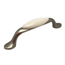 Poignée GAUDIA / vieil argent + porcelaine vanille