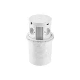 Prise escamotable avec recharge sans fil, 4 prises 230 V + 2 ports USB de recharge A/C + RJ45 / Blanc