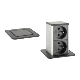 Prise escamotable SQUARE UP FRENCH 2x230V / Noir mat