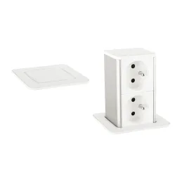Prise escamotable SQUARE UP FRENCH 2x230V / Blanc mat
