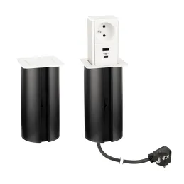 Prise escamotable SQUARE UP FRENCH 1x230V + USB A-C / Blanc mat