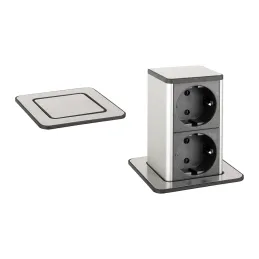 Prise escamotable SQUARE UP SCHUKO 2x230V / Inox