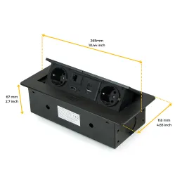 Prise escamotable ATOMIA 2x230 V + charge USB 2xA/C + HDMI + RJ45 / Noir