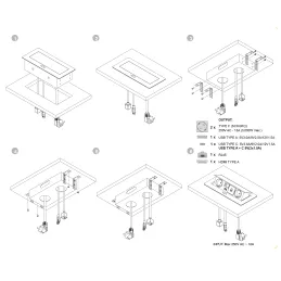 Prise encastrable escamotable ATOMIA 2x230 V + 2xUSB avec recharge A/C + HDMI + RJ45 / Blanc
