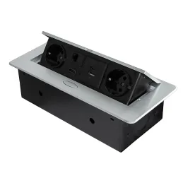 Prise escamotable ATOMIA 2x230 V + recharge 2xUSB A/C + HDMI + RJ45 / Aluminium