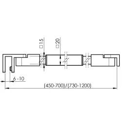 Barre de stabilisation réglable pour paroi de douche 730–1200 / Chrome brillant