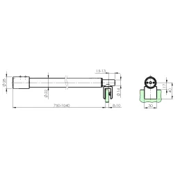 Barre de stabilisation réglable pour paroi de douche 750–1040 / Acier inoxydable brossé