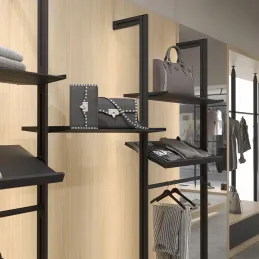Étagère métallique de 1000 mm avec supports pour système modulaire de dressing ZERO / Noir mat