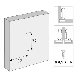 Charnière à recouvrement avec amortisseur 105° NOVISYS 45 / Silent system