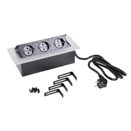 Prise électrique escamotable SCHUKO 3x230V / Aluminium