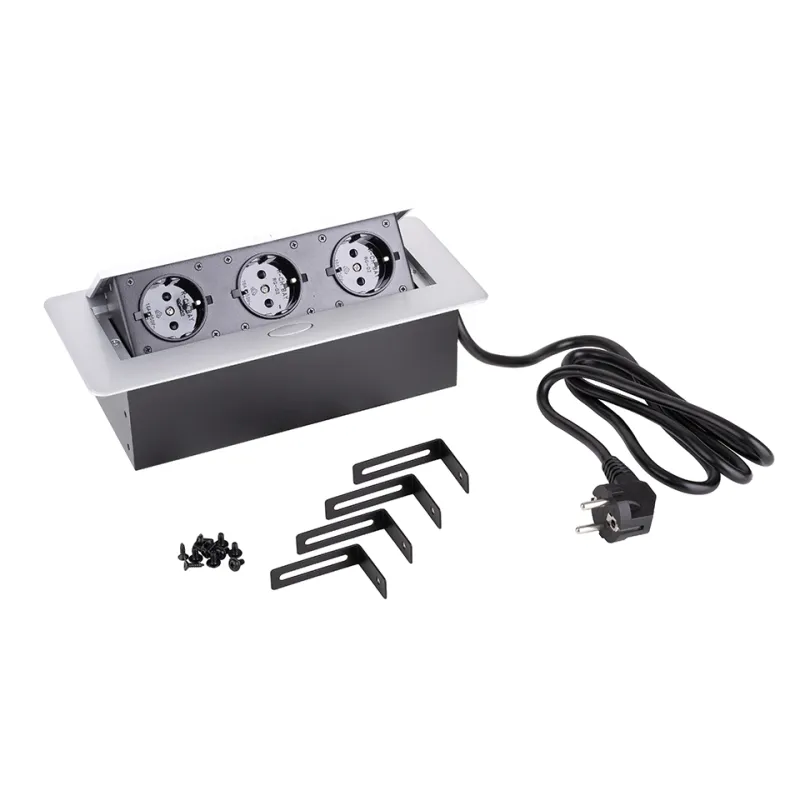 Prise électrique escamotable SCHUKO 3x230V / Aluminium