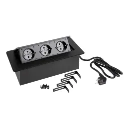 Prise électrique escamotable SCHUKO 3x230V / Noir mat