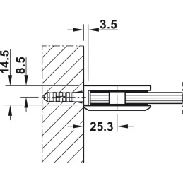 Support de verre pour paroi de douche à fixation murale / Noir graphite
