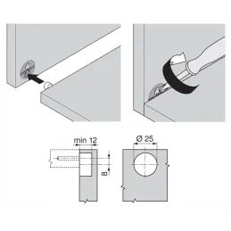 Raccord d’assemblage avec vis pour caisson BLUM / Marron