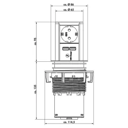 Prise électrique escamotable Elevator 2x230V / Noir mat