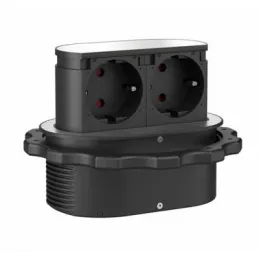 Prise électrique double escamotable PICCOLINO SCHUCO 2x 230V / Acier inoxydable