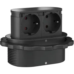 Prise électrique double escamotable PICCOLINO SCHUCO 2x 230V / Noir