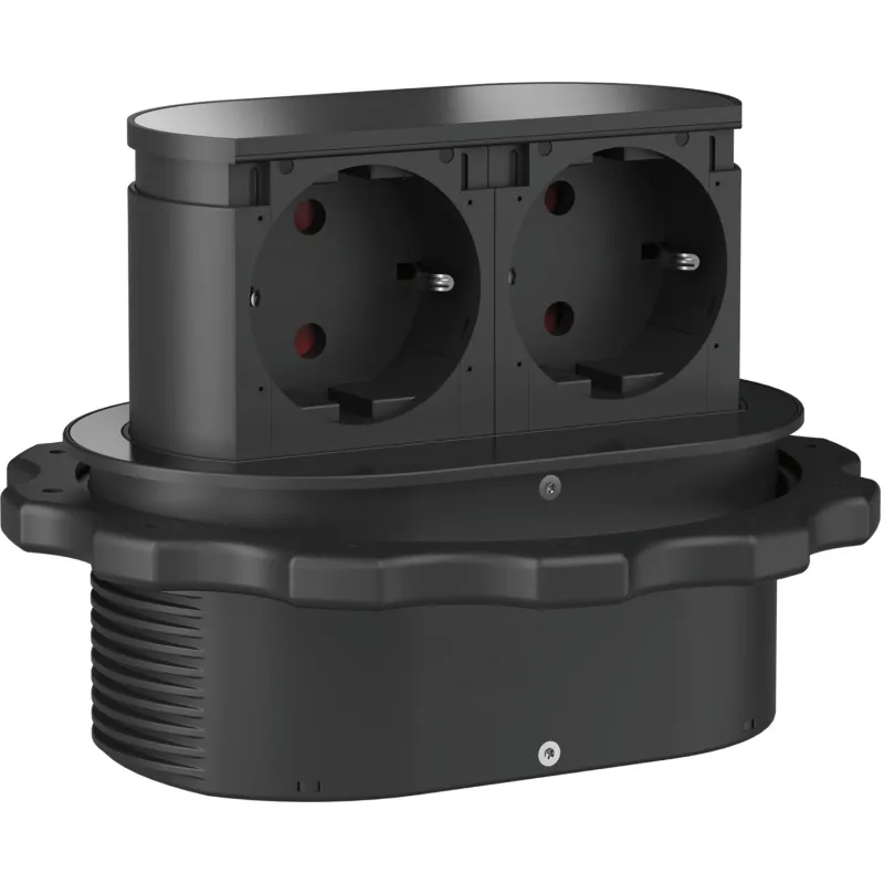 Prise électrique double escamotable PICCOLINO SCHUCO 2x 230V / Noir