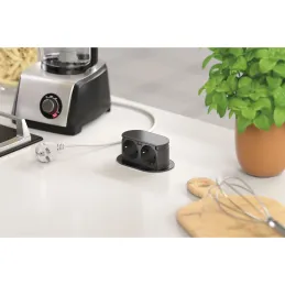 Prise électrique double escamotable PICCOLINO SCHUCO 2x 230V / Noir