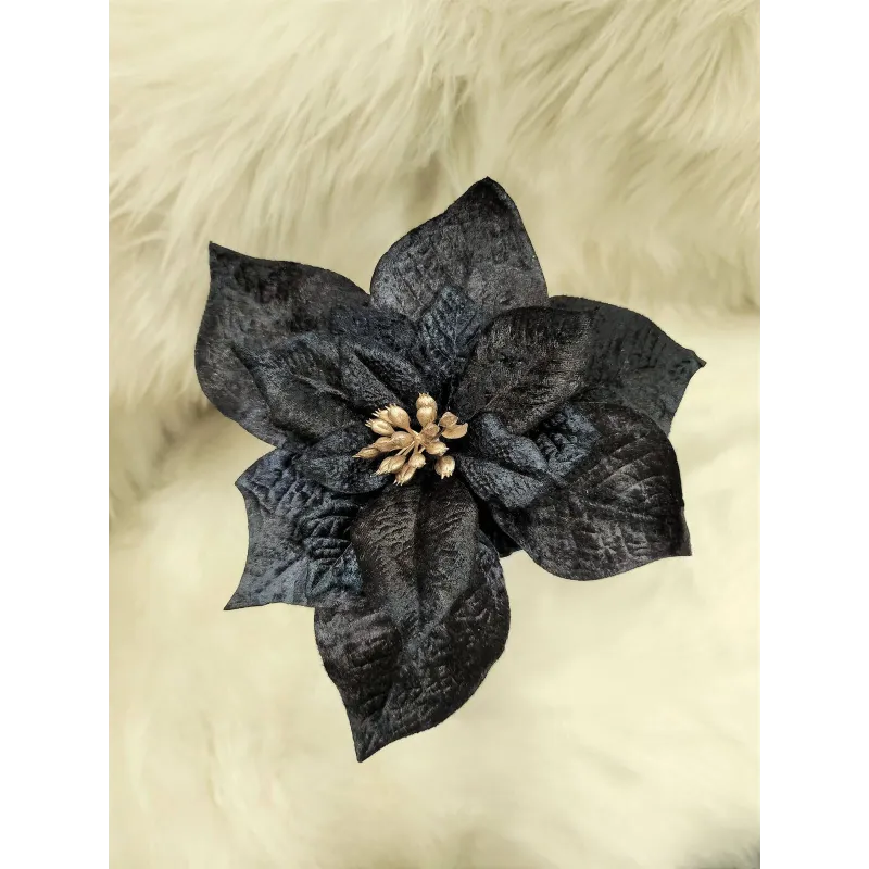 Fleur décorative pour sapin EVE 200 mm / Noir
