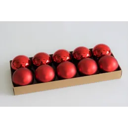 Set de boules de Noël en plastique de 50 mm – 10 pièces / Mix rouge