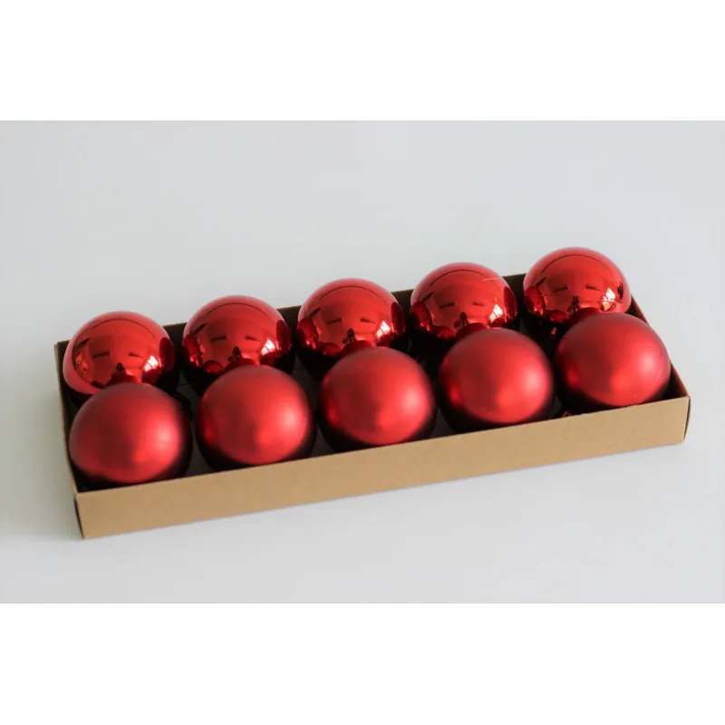 Set de boules de Noël en plastique de 50 mm – 10 pièces / Mix rouge