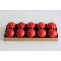 Set de boules de Noël en plastique de 50 mm – 10 pièces / Mix rouge