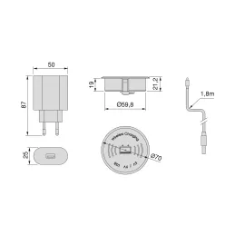 Chargeur sans fil encastré 60 mm AIRTOP / Noir